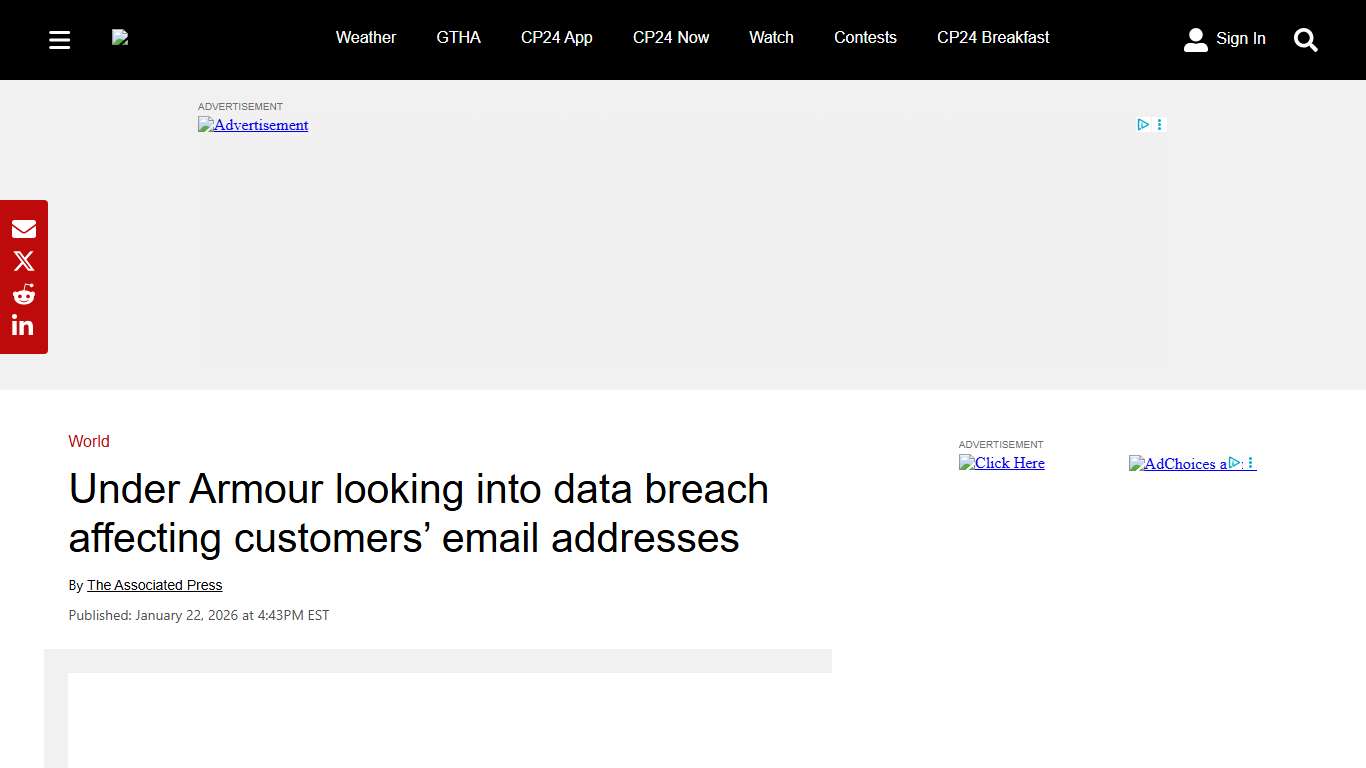 Under Armour data breach: Email addresses breached: company